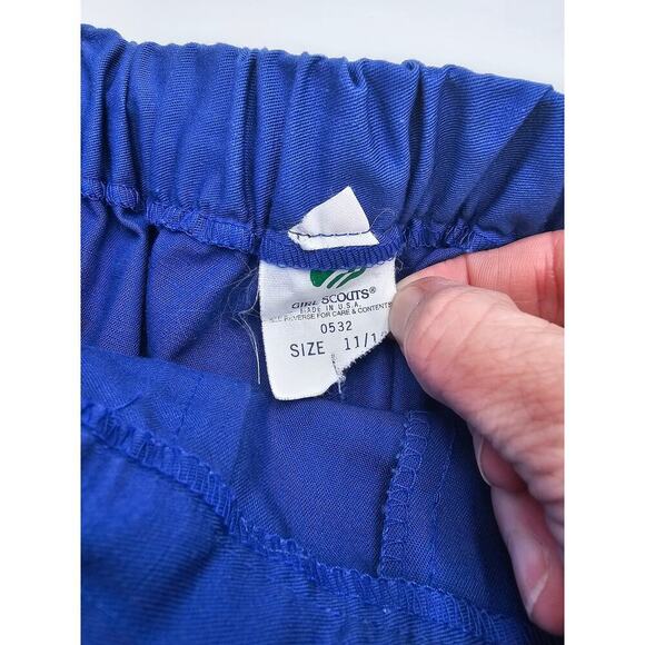 Vtg Girl Scouts Girl's Size 11/12 Blue High Rise Pleated Cuffed Uniform Shorts - Picture 2 of 9